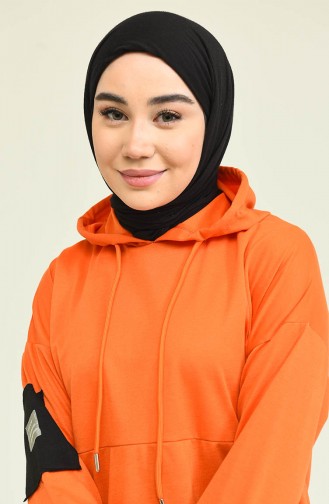 Pamuklu Tunik Pantolon Eşofman Takım 2030-05 Oranj