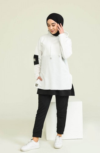 Cotton Tunic Trousers Tracksuit 2030-04 Ecru 2030-04