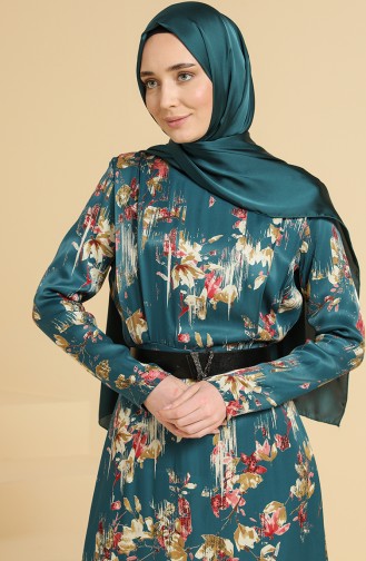 Petrol Hijab Dress 61536-01