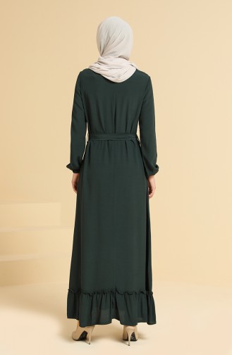 Fırfırlı Elbise 1753-05 Zümrüt Yeşili
