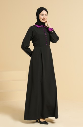 Schwarz Hijab Kleider 2560-02