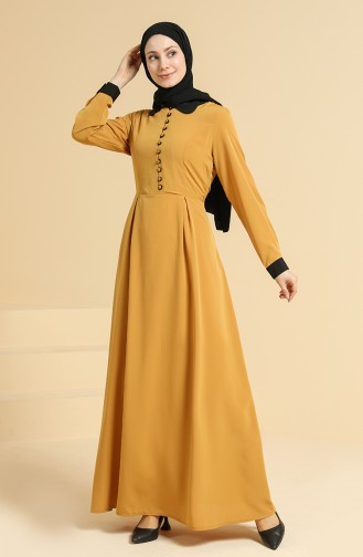 Mustard Hijab Dress 2560-03