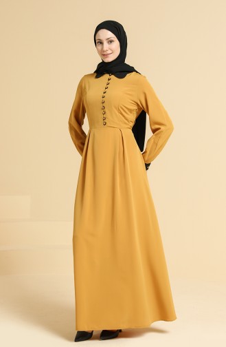 Mustard İslamitische Jurk 2560-03