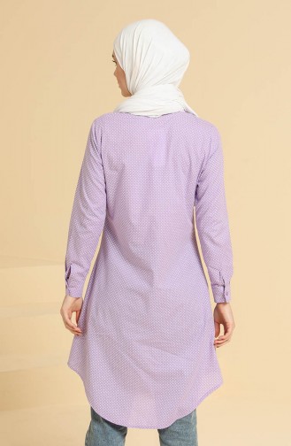 Puantiyeli Tunik 4332-03 Lila Beyaz