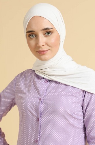 Puantiyeli Tunik 4332-03 Lila Beyaz