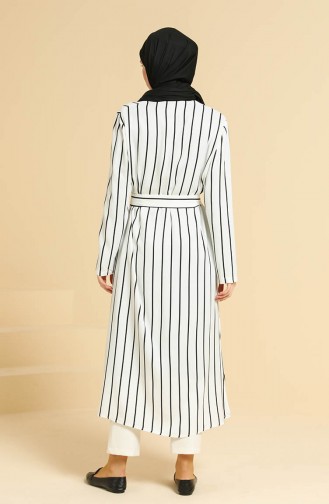 Striped Long Jacket 1008-04 Light Beige 1008-04