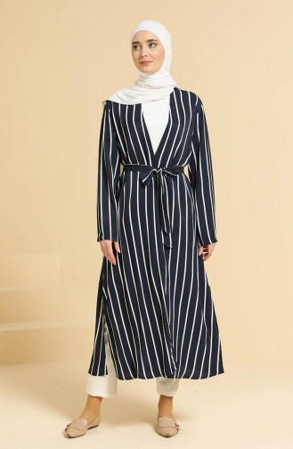 Striped Long Jacket 1008-03 Navy 1008-03