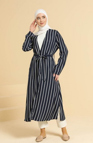 Striped Long Jacket 1008-03 Navy 1008-03