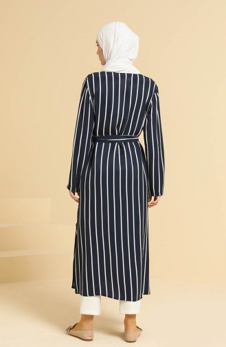 Striped Long Jacket 1008-03 Navy 1008-03