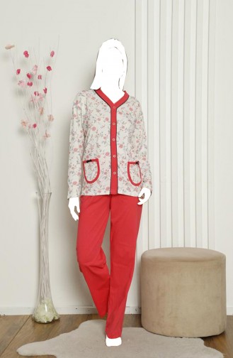 Granat-Blumen Pyjama 1058-02