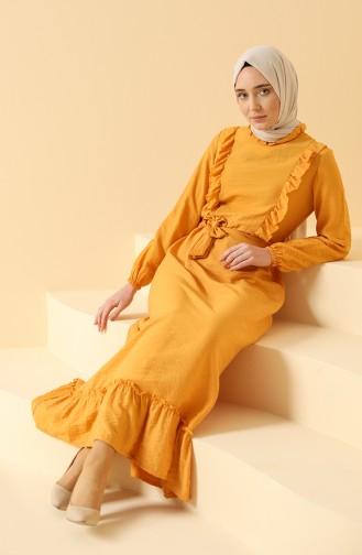 Mustard Hijab Dress 1755-02