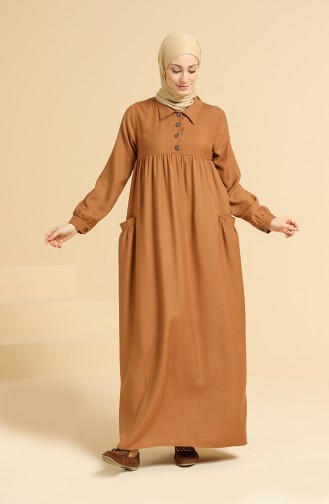 Caramel Hijab Dress 0837-05