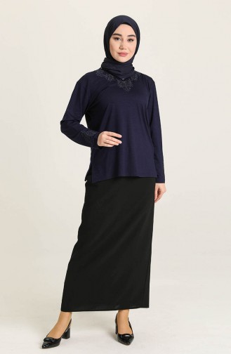 Dunkelblau Bluse 0348-02