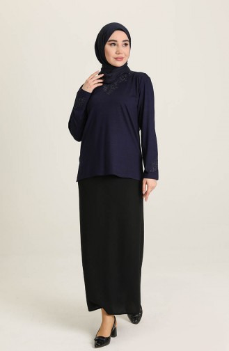 Navy Blue Blouse 0348-02