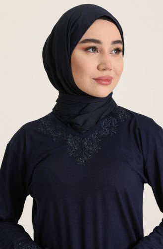 Navy Blue Blouse 0348-02