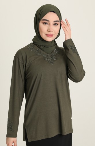 Khaki Bluse 0348-03