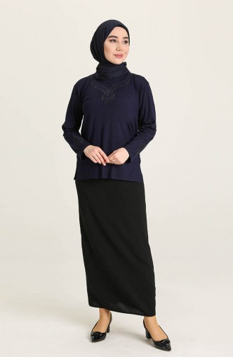 Dunkelblau Bluse 0349-02