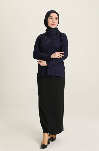 Dunkelblau Bluse 0349-02