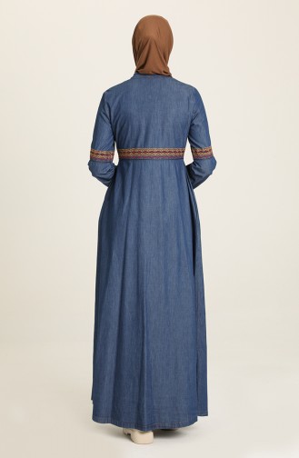 Dunkel-Jeansblau Abayas 9028-1.Koyu Kot