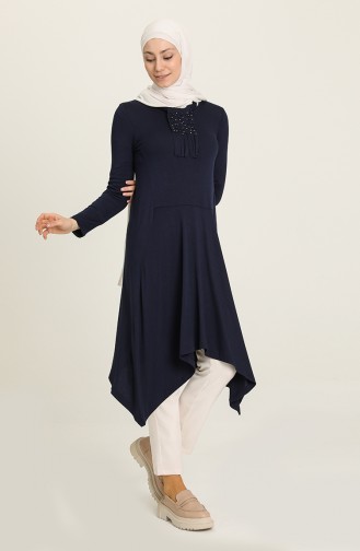 Asymmetric Tunic 37412-01 Navy Blue 37412-01