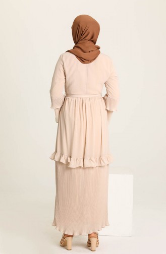 Beige Hijab Dress 0869-06