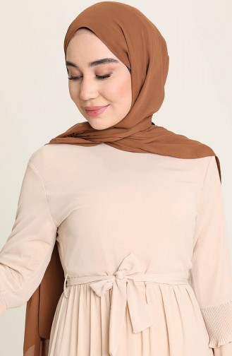 Beige Hijab Dress 0869-06