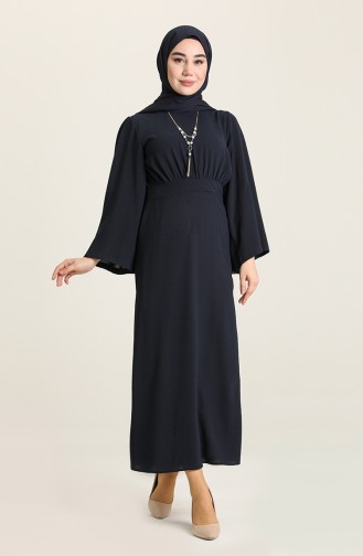 Navy Blue Hijab Dress 4573-01