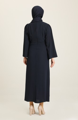 Navy Blue Hijab Dress 4573-01