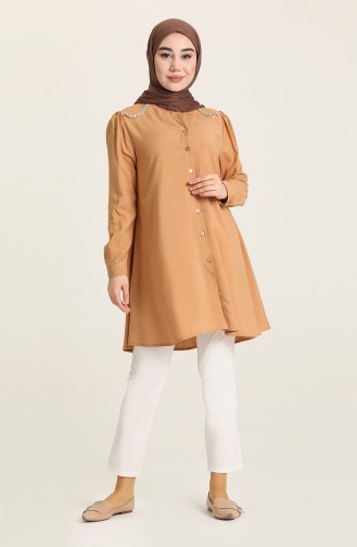 Zincir Detaylı Tunik 2217-05 Camel