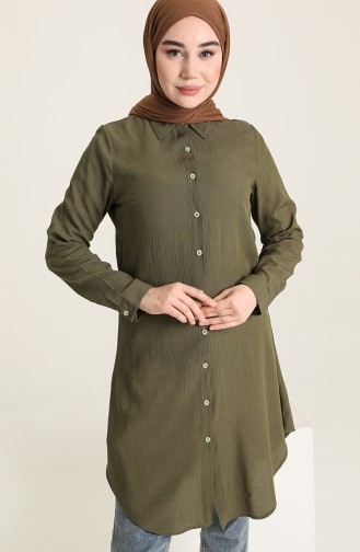 Düğmeli Tunik 6560-02 Haki