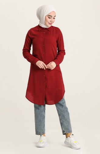 Düğmeli Tunik 6560-04 Bordo