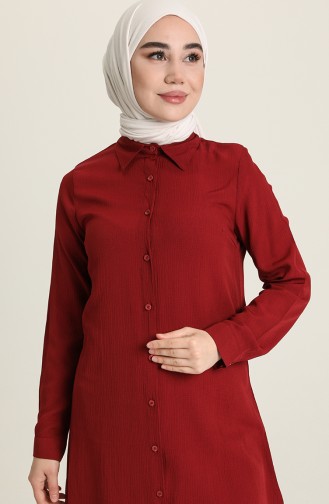 Düğmeli Tunik 6560-04 Bordo