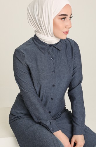 Düğmeli Tunik 6560-05 Kot Mavi