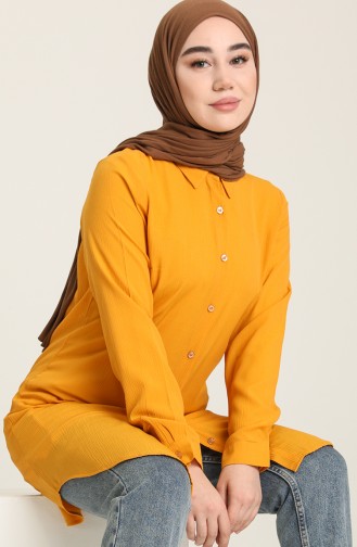 Düğmeli Tunik 6560-06 Hardal