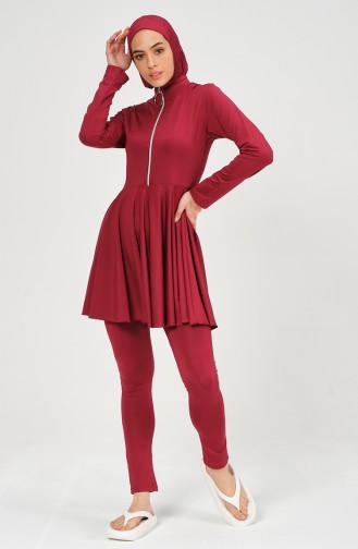 Claret Red Modest Swimwear 22659-02