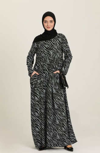 Patterned Viscose Dress 3364a-01 Black 3364A-01