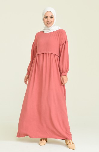 Robe Hijab Rose Pâle 0831-08