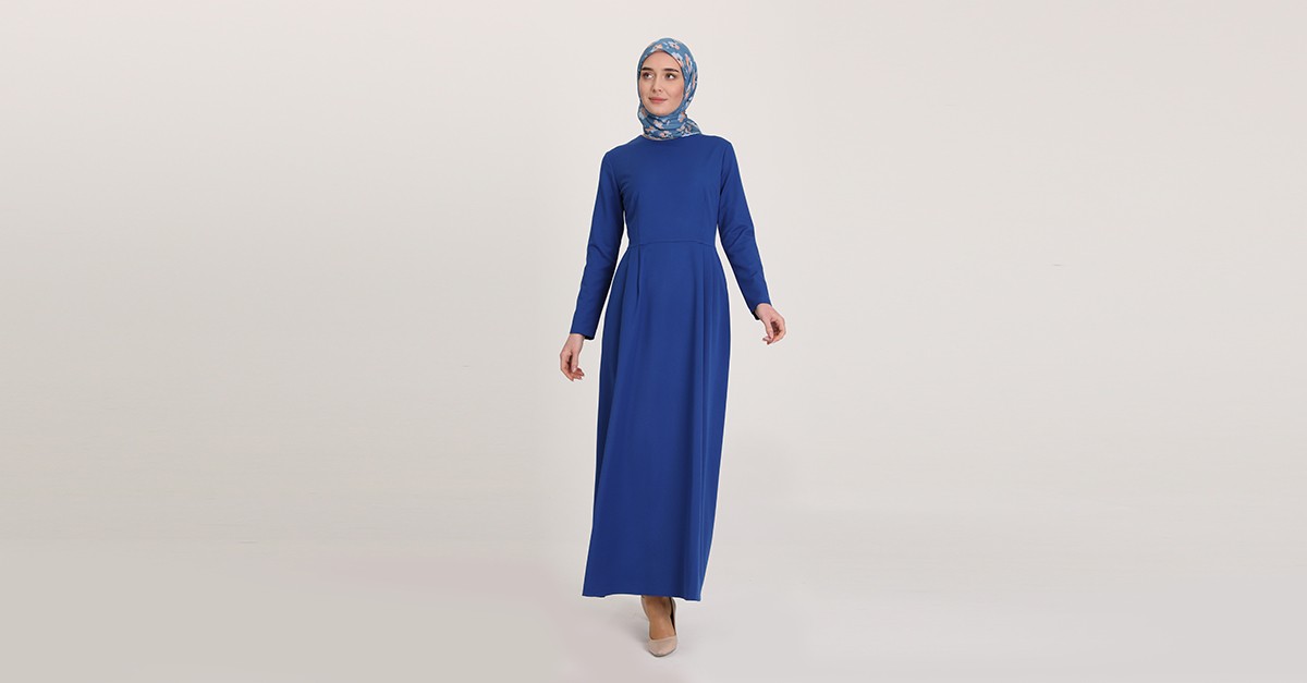 Cepli Pileli Elbise 3372-04 Saks | Sefamerve