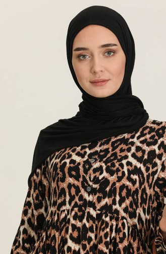 Desenli Yazlık Elbise 3375A-01 Siyah