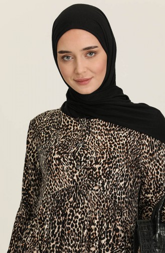 Schwarz Hijab Kleider 3375B-01