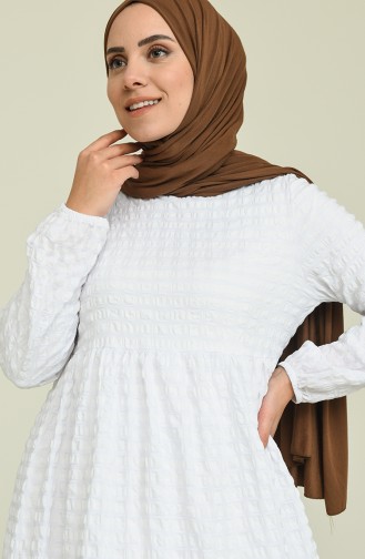 White Hijab Dress 7012-01