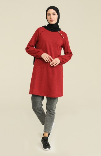 Düğme Detaylı Tunik 3066-05 Bordo