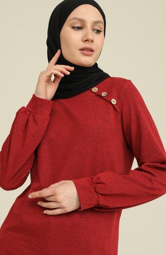 Düğme Detaylı Tunik 3066-05 Bordo