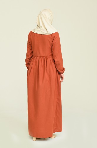 Brick Red Hijab Dress 1684A-02