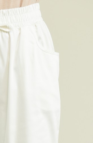 Beli Lastikli Kot Pantolon 3605C-01 Ekru