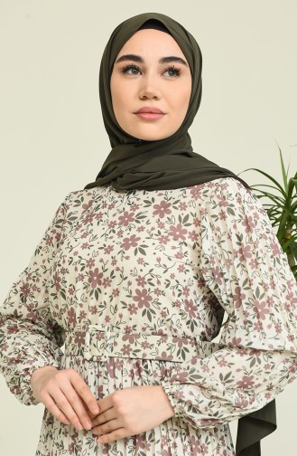 Beige Hijab Kleider 0863-01