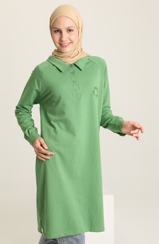 Polo Yaka Tunik 3026-10 Fıstık Yeşili