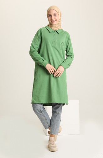 Polo Yaka Tunik 3026-10 Fıstık Yeşili