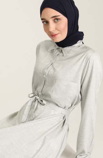 Saten Düğmeli Tunik 1133-01 Gri