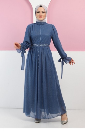 Baby Blue Hijab Evening Dress 13700.Bebe Mavisi